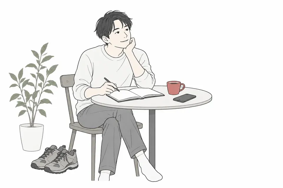 趣味や日常を振り返りながら自己紹介を考える様子